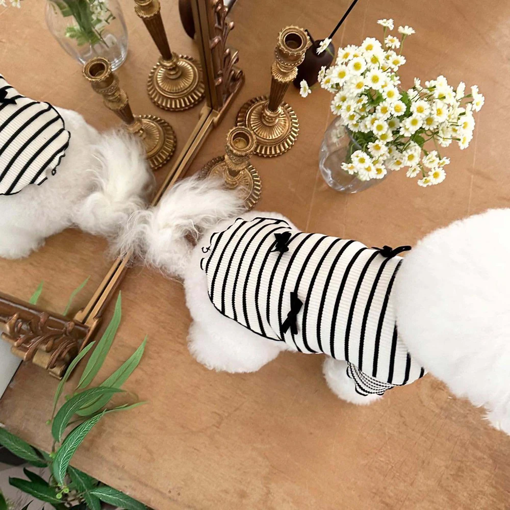 Ropa de verano para perros blanco y negro, vestido disfraz Chihuahua - imagen 2