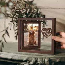 Marco conmemorativo mascotas 4x6 madera con corazón grabado