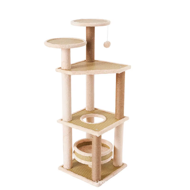 Árbol rascador para gatos con cama, plataforma y postes de sisal - imagen 2