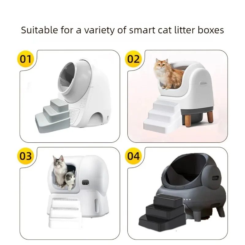 Escalera para caja de arena de gatos en uso