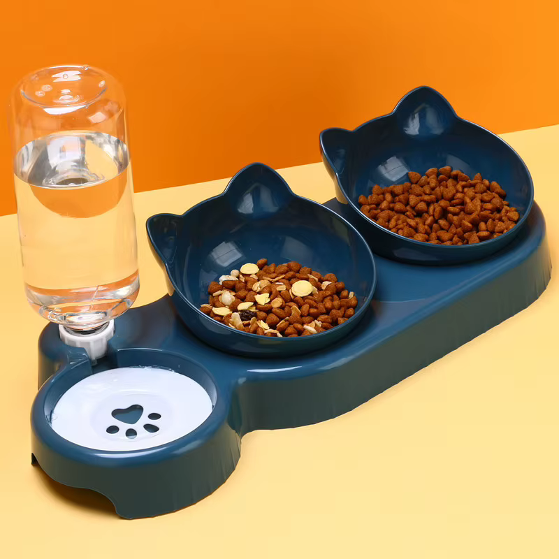 Comedero doble para gatos – Tazón elevado con protección cervical - imagen 4