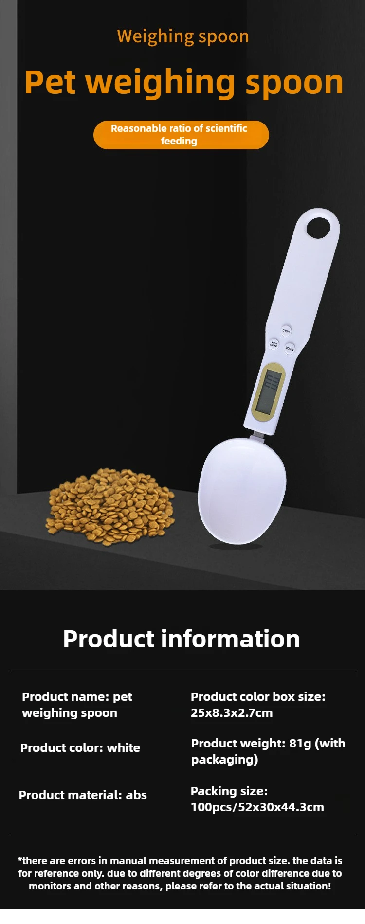 Cuchara digital para mascotas con pantalla LED