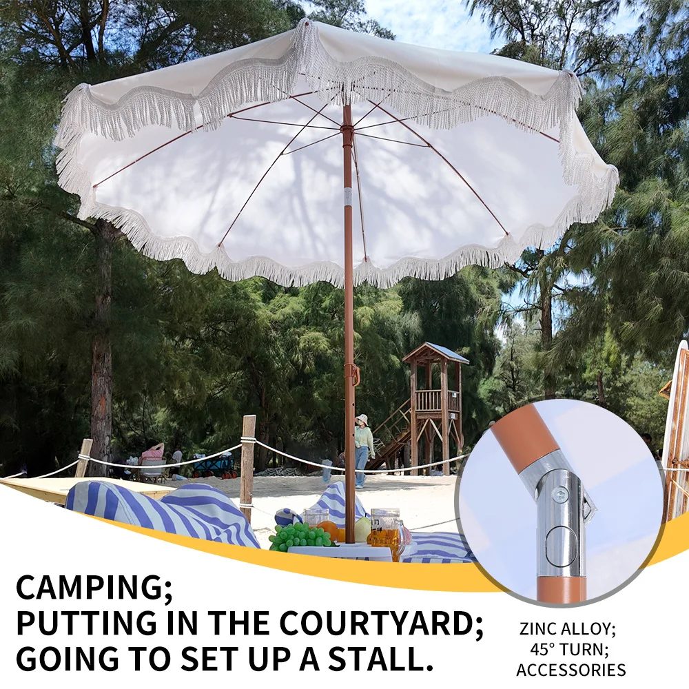 Sombrilla playa vintage impermeable con inclinación ajustable para jardín y piscina - imagen 4