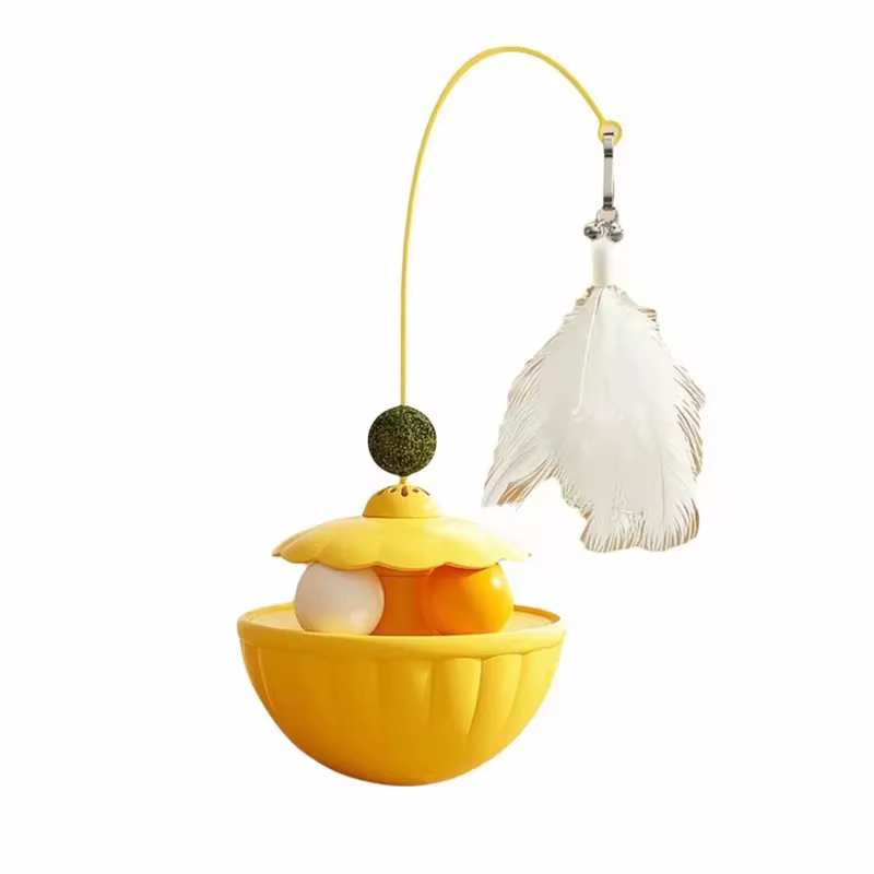 Juguete dispensador de golosinas con pluma giratoria y hierba gatera para gatos - imagen 4