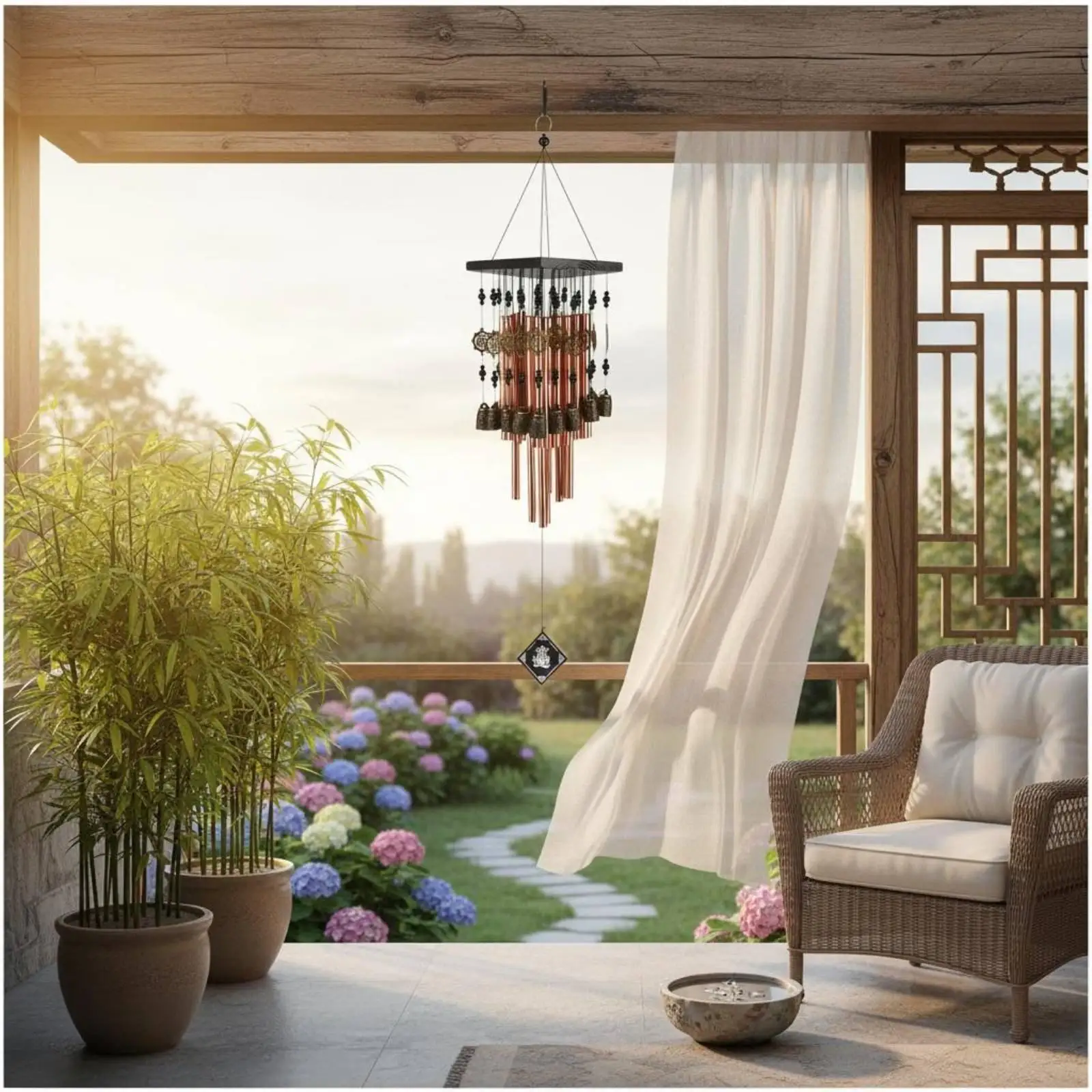 Campana de Viento Decorativa en Cobre – Sonido Relajante para Jardín - imagen 4