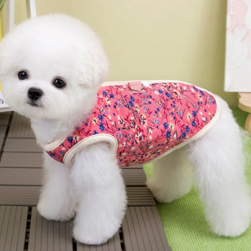 Chaleco Cálido Floral para Perros Pequeños y Gatos – Otoño e Invierno - imagen 3