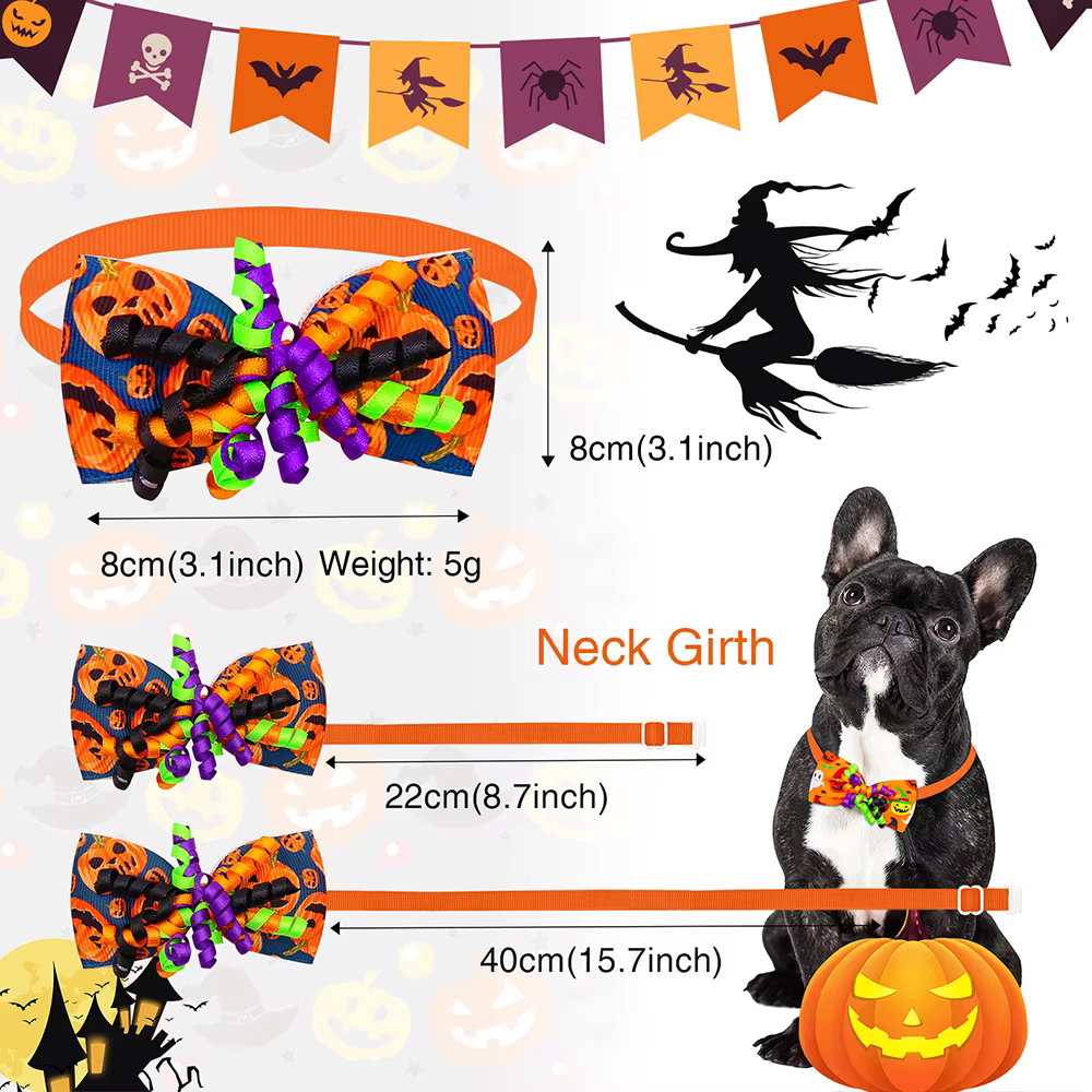 Corbata de lazo ajustable para perros, accesorios para Halloween - imagen 3