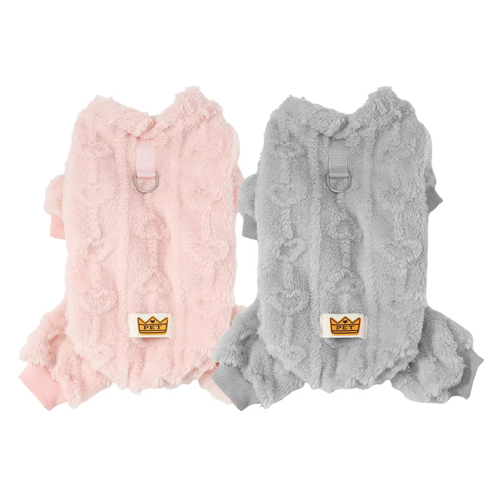 Traje cálido de felpa con anilla para correa – Ropa invierno para perro Chihuahua y gato - imagen 2