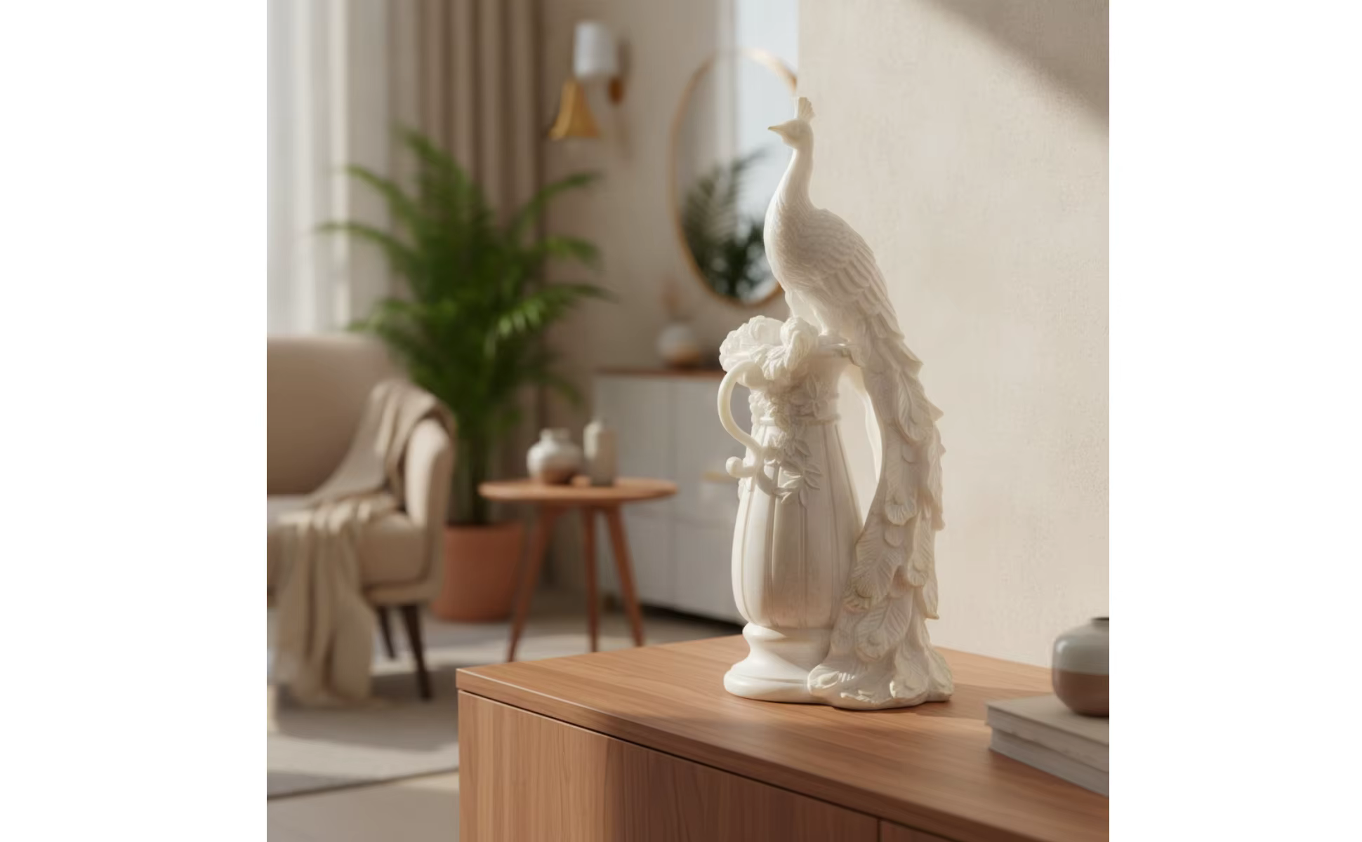 Escultura en un mueble de entrada, aspecto elegante