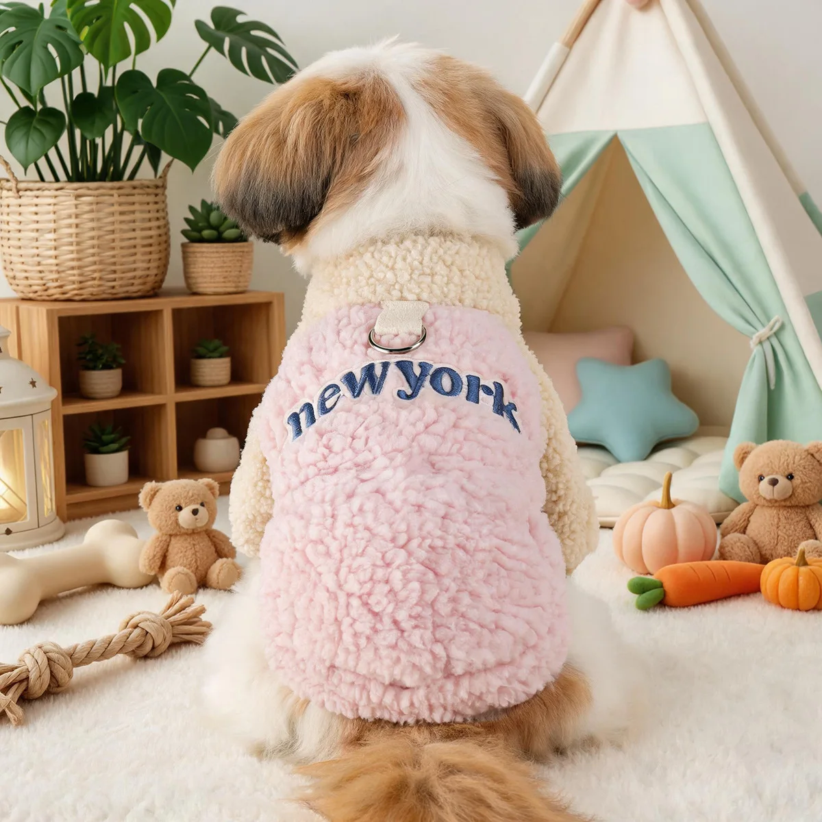 Abrigo con Capucha para Perros Pequeños – Felpa y Lana de Cordero Otoño-Invierno