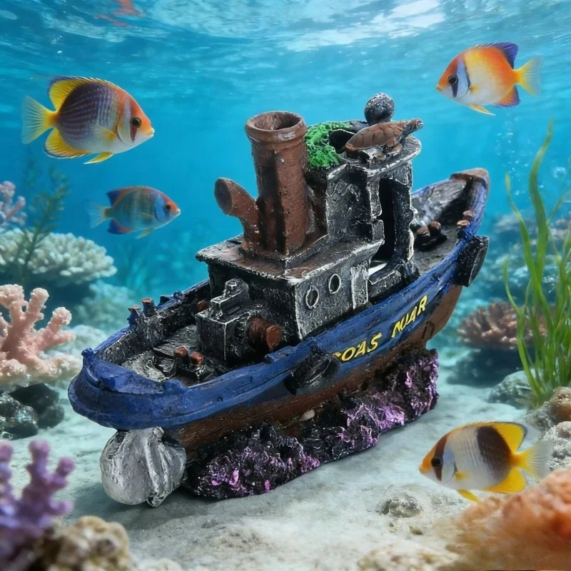 Adorno Acuario Barco Pirata para Peces – Escondite y Decoración para Pecera