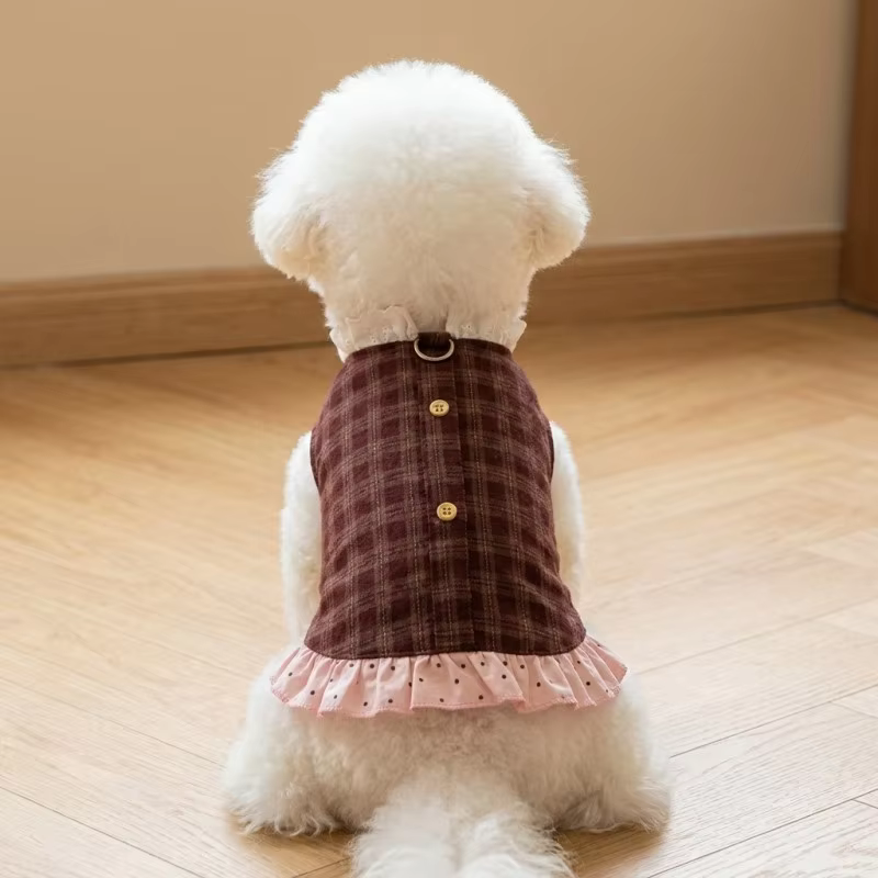 Vestido de invierno con lunares para perros pequeños - imagen 4