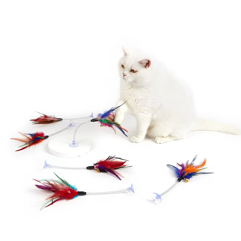 Varita Interactiva para Gatos con Plumas, Campana y Muelle Oscilante - imagen 2