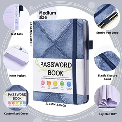 Libreta para contraseñas B6 de mezclilla con banda para gatos y perros