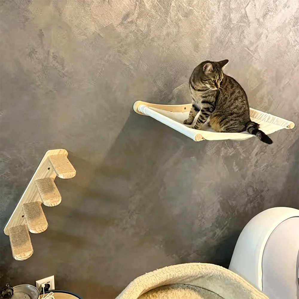 Escalera de sisal para gatos de pared, mueble con estructura trepadora