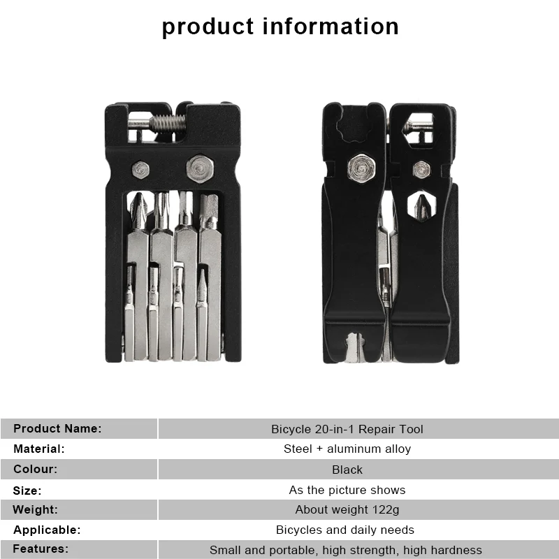 Herramientas desplegadas del kit RIDERACE
