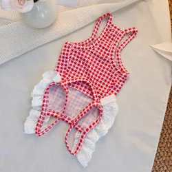 Pijama para perro a cuadros con chaleco suave para cachorros