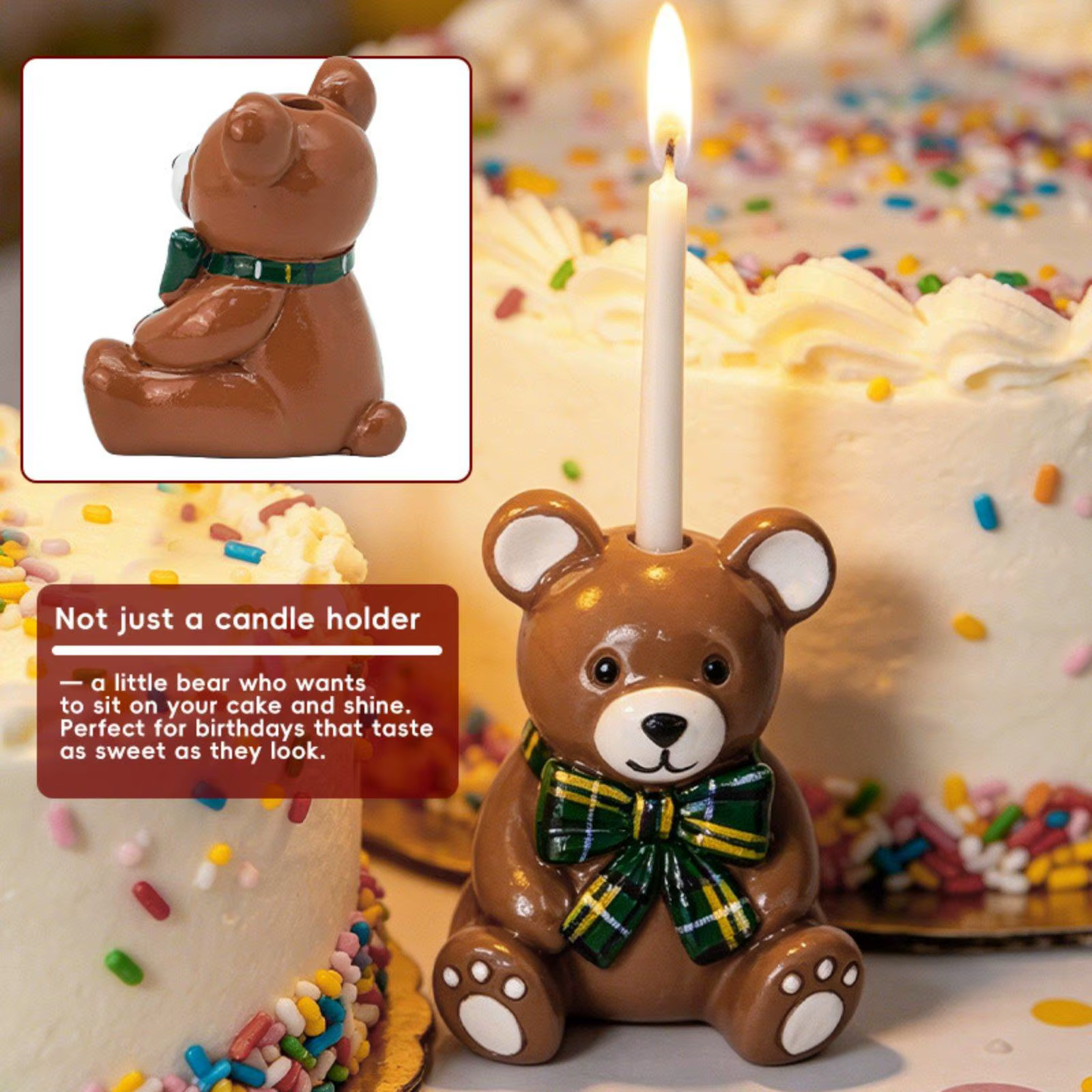 Soporte para velas con figura de oso estilo dibujos animados