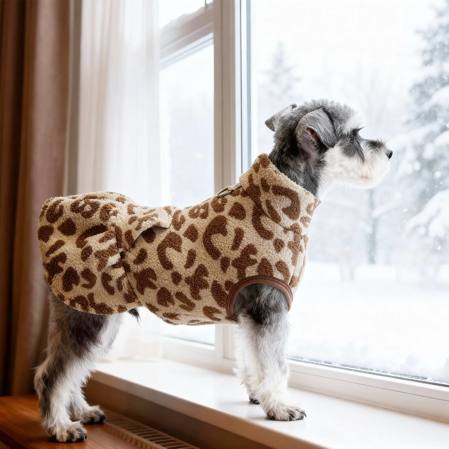 Jersey polar de invierno para perros pequeños con estampado de leopardo - imagen 5