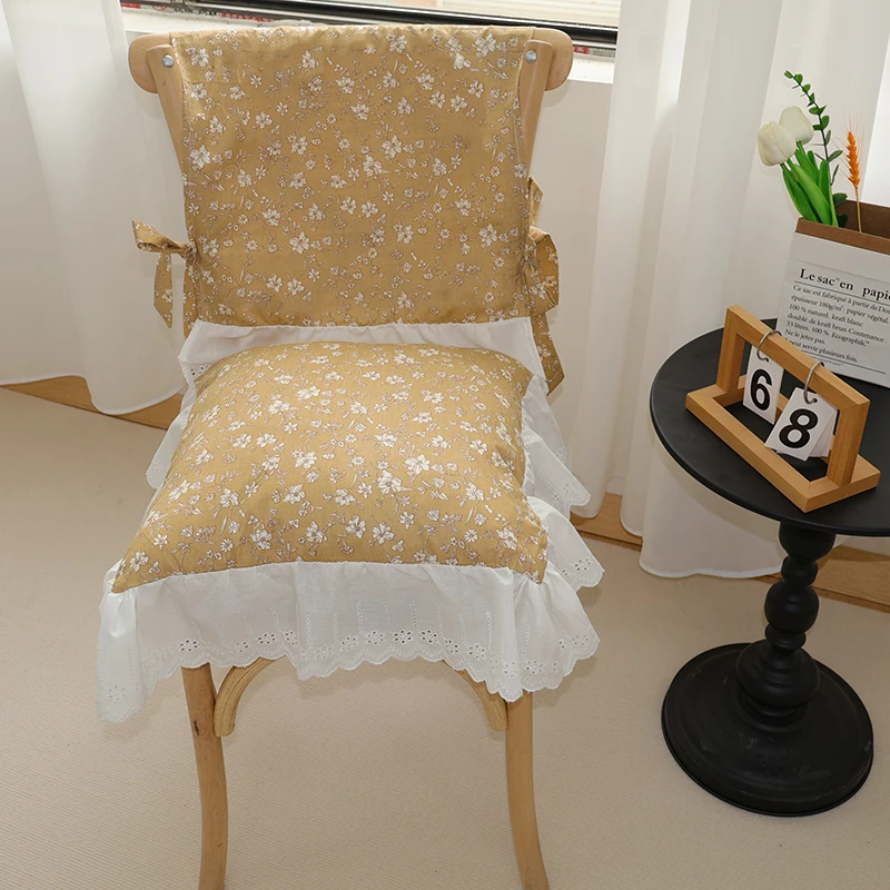 Funda de silla vintage con volantes y bordado floral para el hogar - imagen 2
