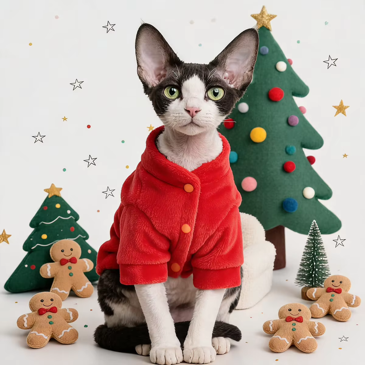 Abrigo Navideño Bordado con Correa para Gatos y Perros - imagen 3