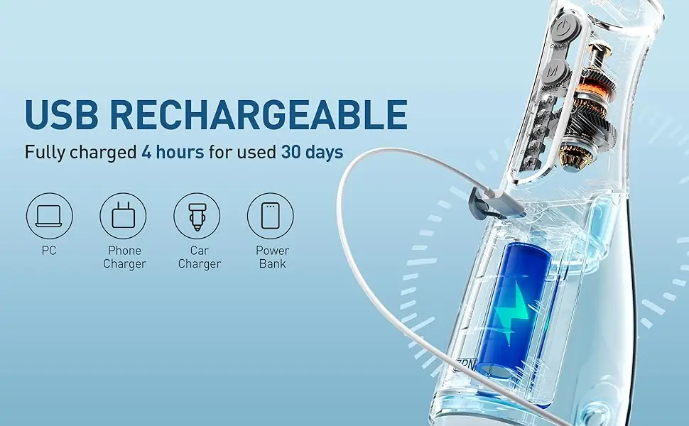 Puerto de carga USB del hilo dental de agua