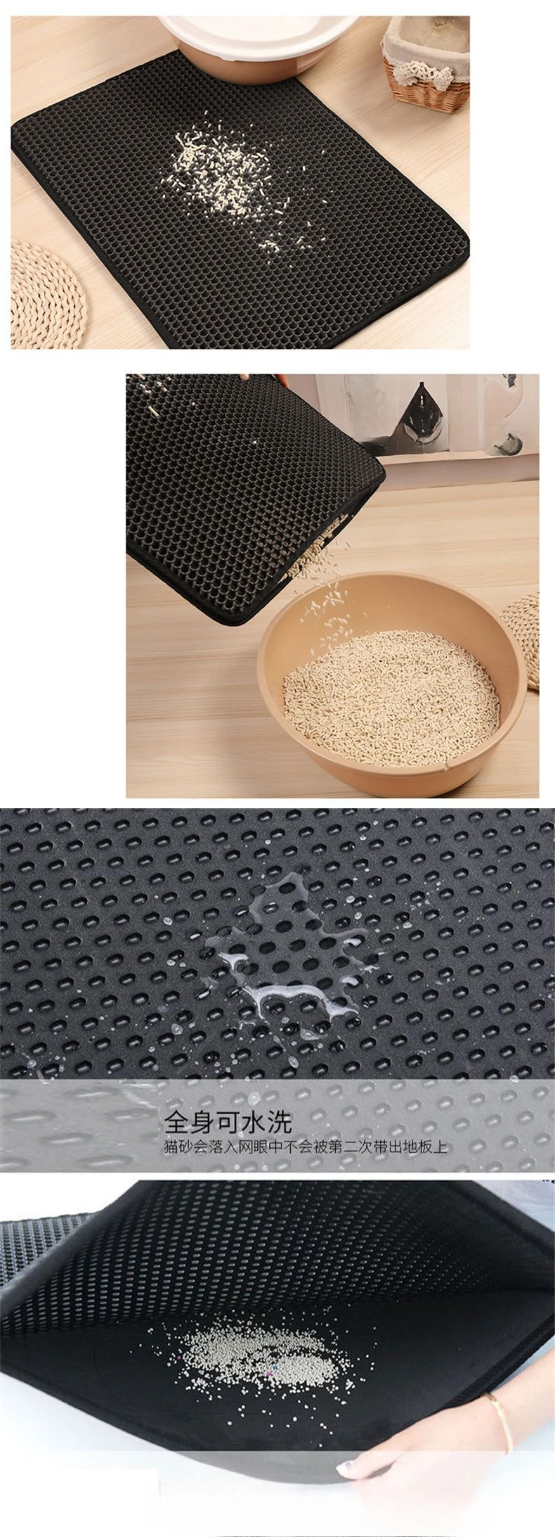 Alfombrilla de gato con velcro desplegada