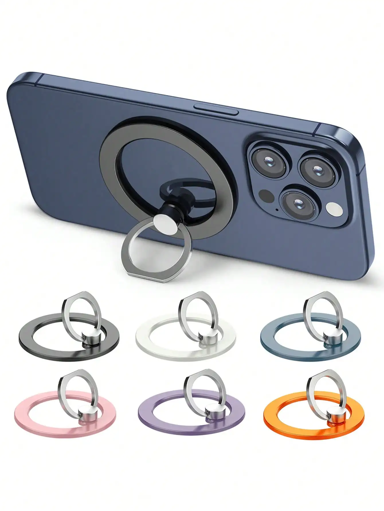 Soporte anillo magnético para móvil – Rotación 360 y base adhesiva