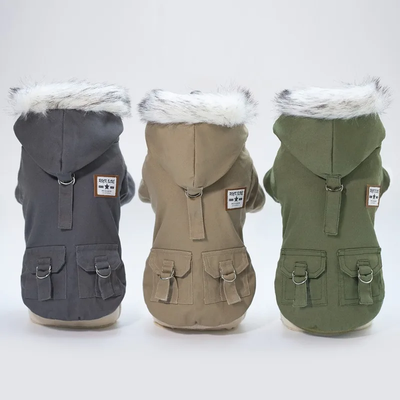 Chaqueta perro capucha forro algodón - ropa cálida invierno