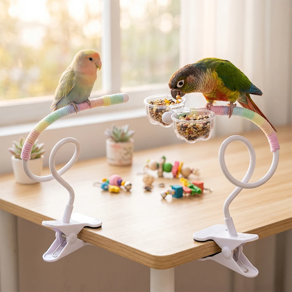 Soporte con clip para loros: periquitos y cacatúas, juego y afilagarras - imagen 3