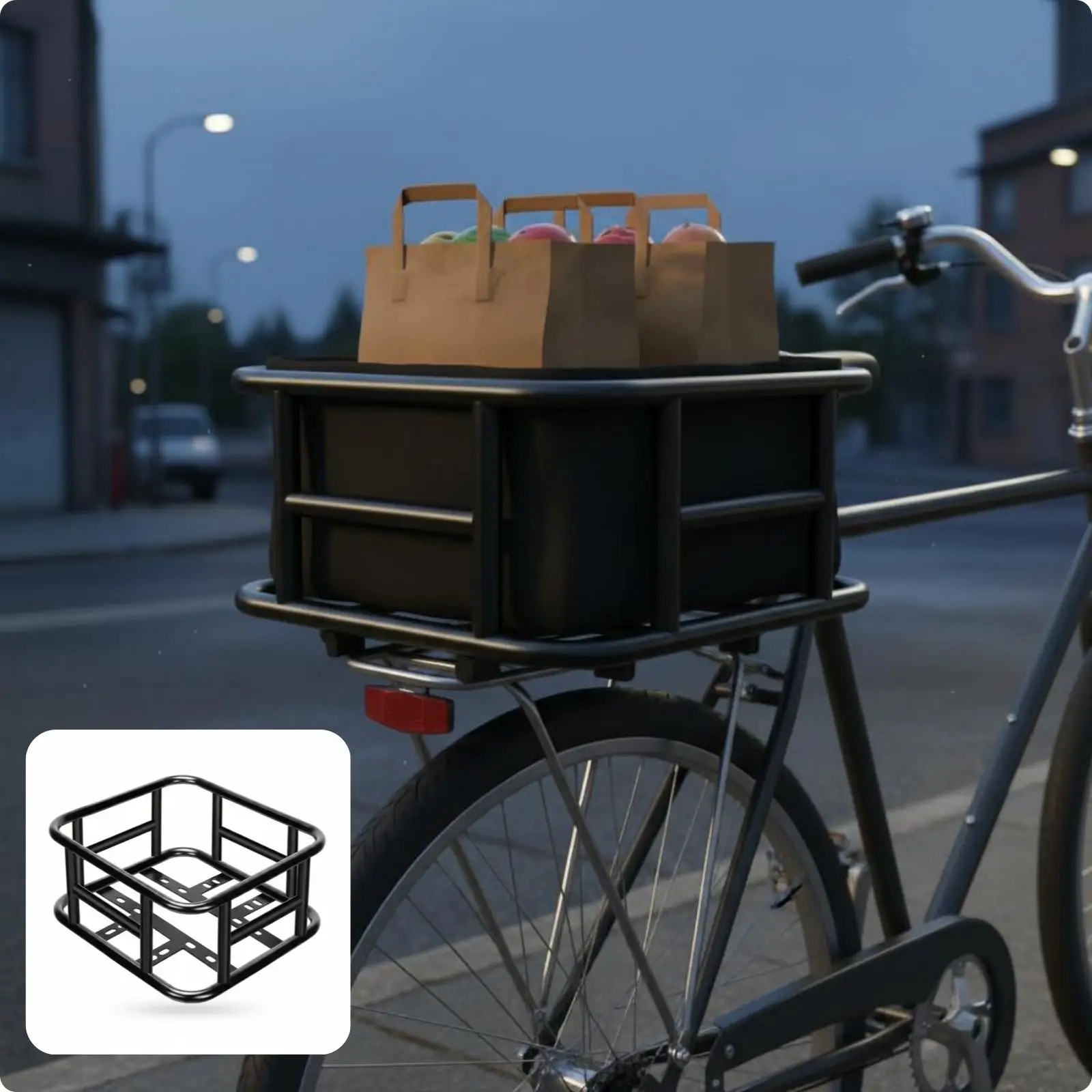 Cesta trasera para bicicleta con portamascotas metálico