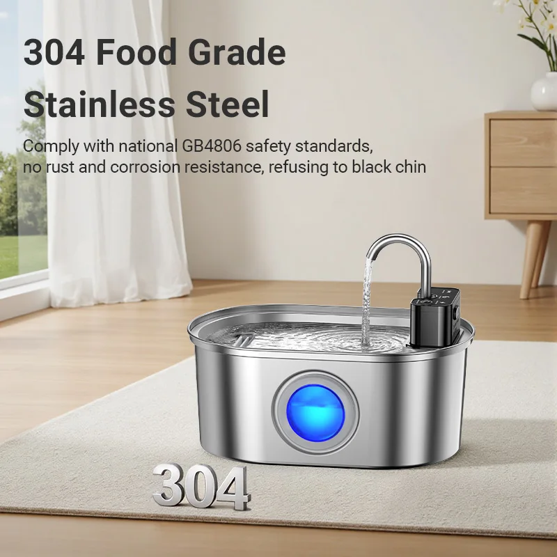 Fuente de agua inalambrica acero inox para gatos y perros
