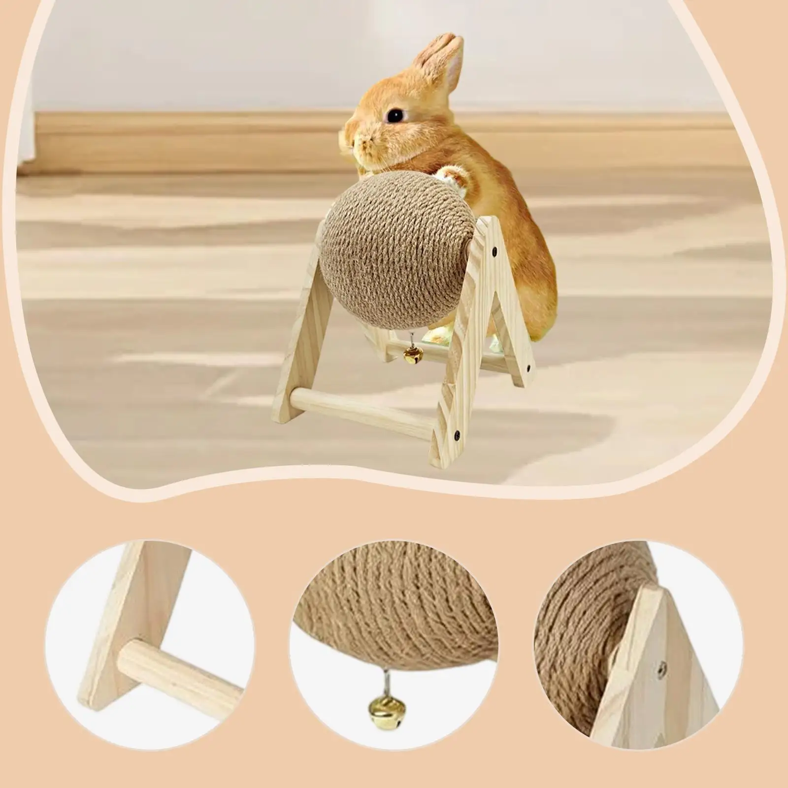Detalle de la bola de sisal y el conjunto para rascar