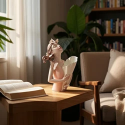 Figura decorativa de mujer con ramo de flores, busto moderno