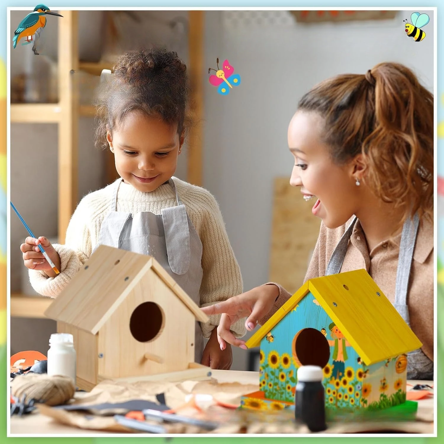Kit de carpintería de madera para pájaros adultos: construir y pintar - imagen 2