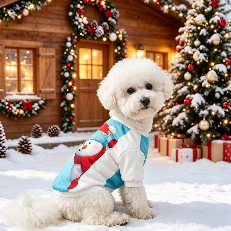 Camiseta navideña para perro con estampado de muñeco de nieve - imagen 5