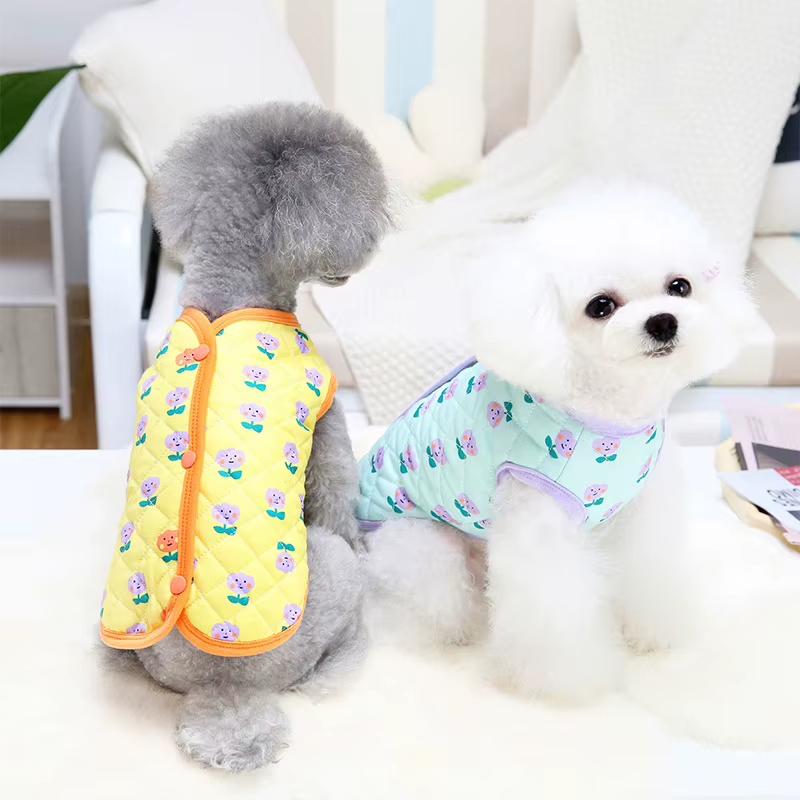 Abrigo térmico floral de algodón para perro, otoño e invierno