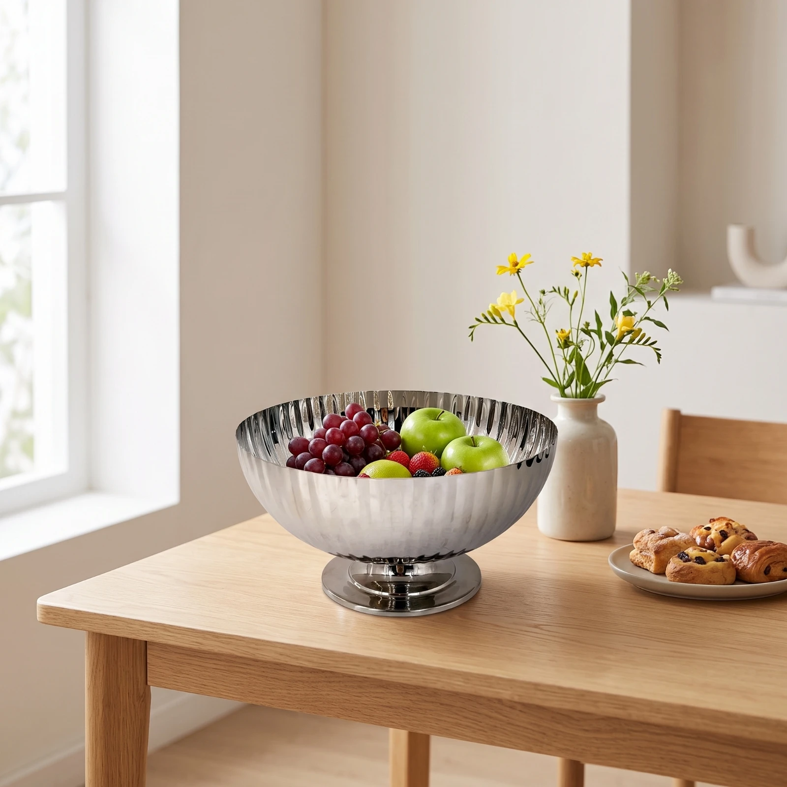 Frutero con pedestal para mesa – Bandeja frutera elegante de cocina - imagen 4