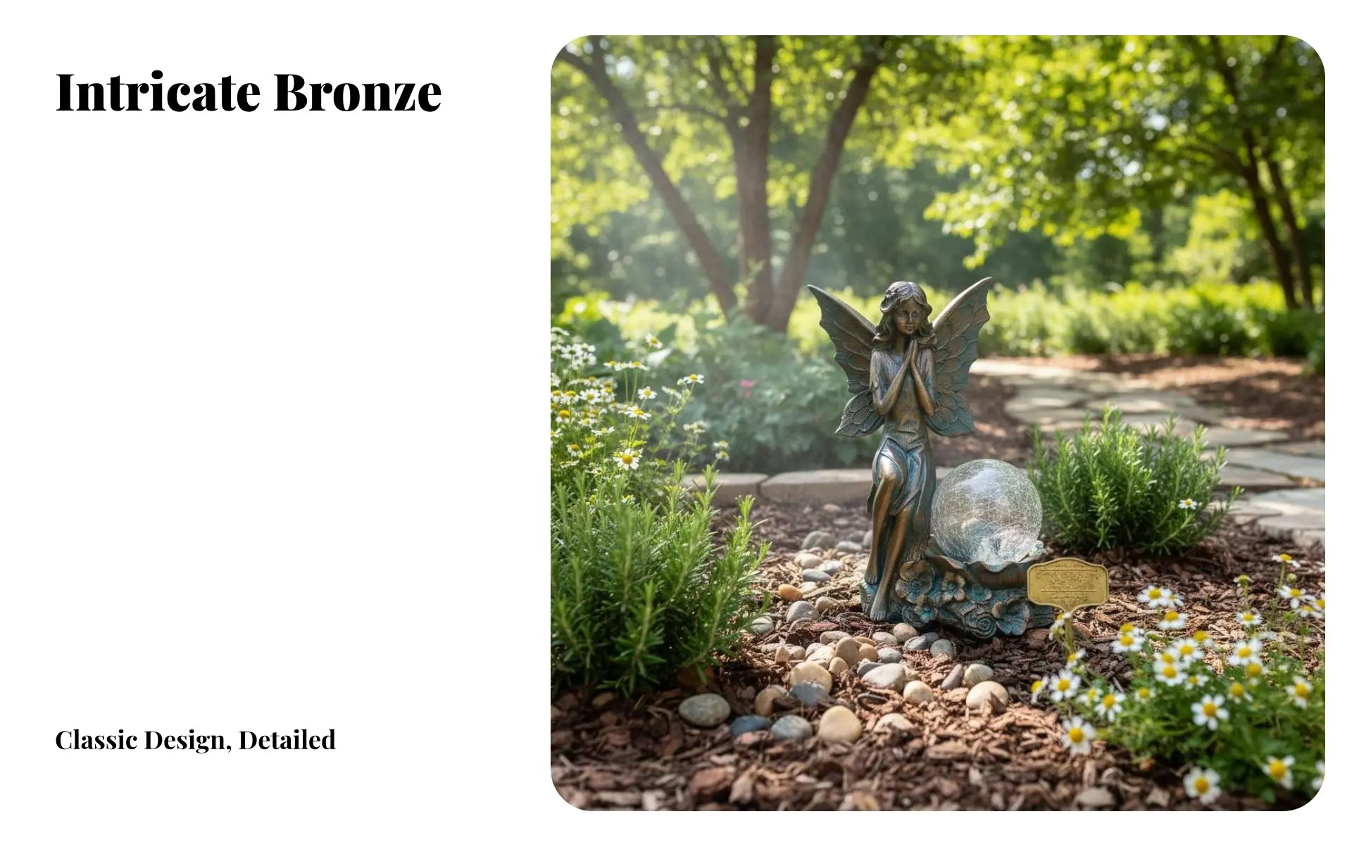 Estatua de hada solar con globo de cristal