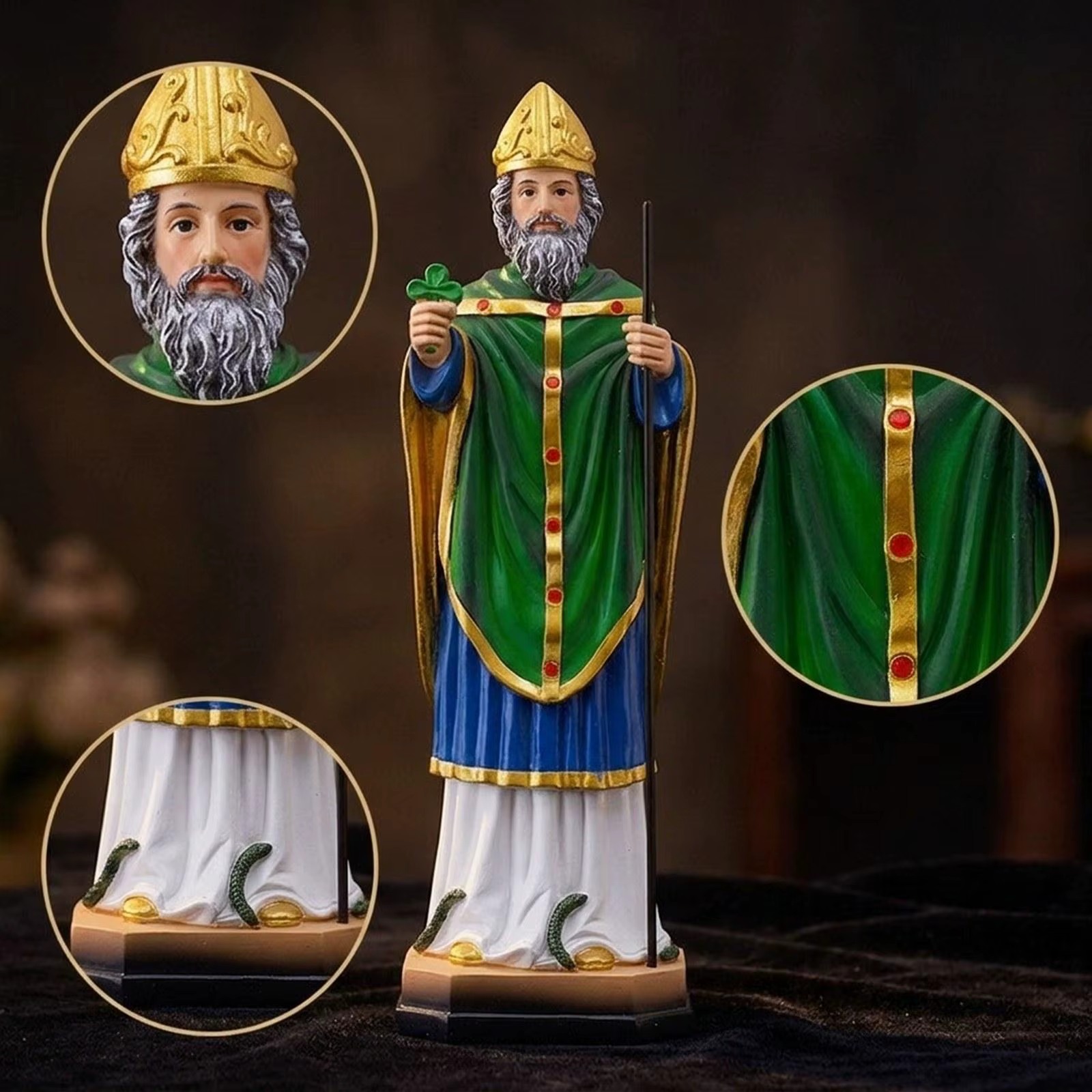 Estatua decorativa de santo para hogares con gatos y perros