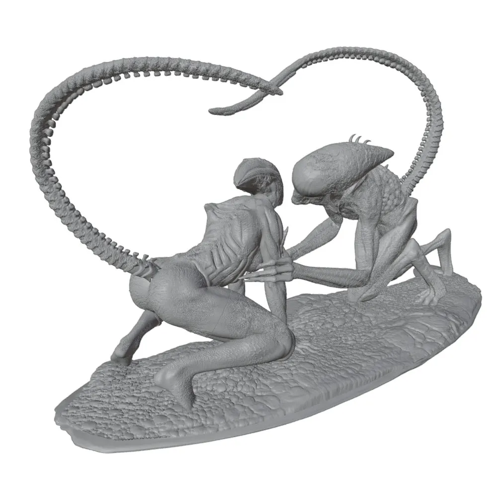 Figura coleccionable gris impresa en 3D estilo anime, sin pintar