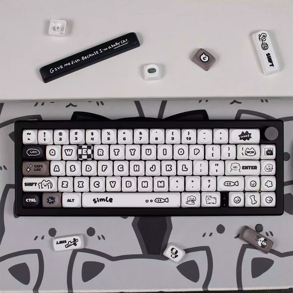 Teclas para teclado mecánico con diseño de gatos y perros - imagen 2