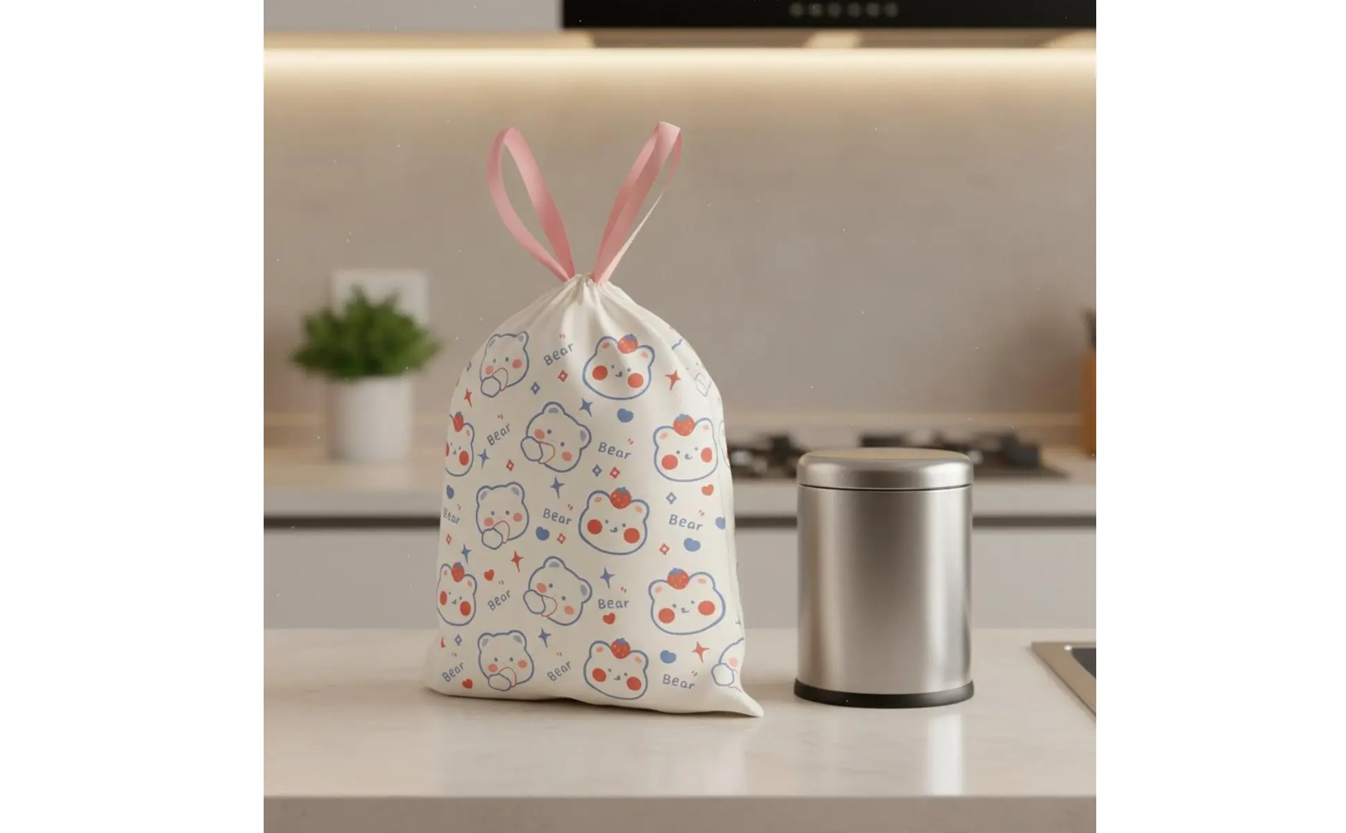 Bolsa con cordón lista para atar y transportar