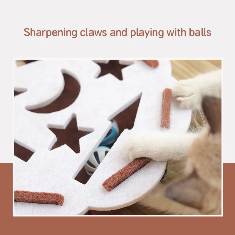 Juguete rompecabezas de fieltro con pelota para gatos - imagen 2