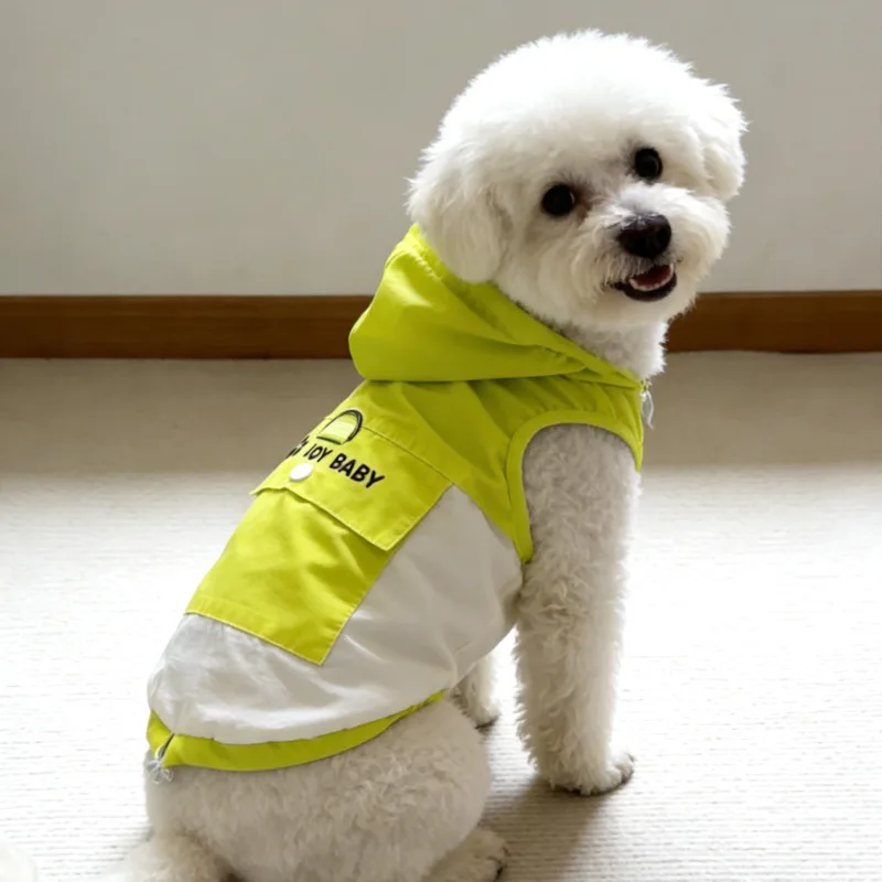 Chaleco para perros pequeños ABQP en color amarillo, vista lateral