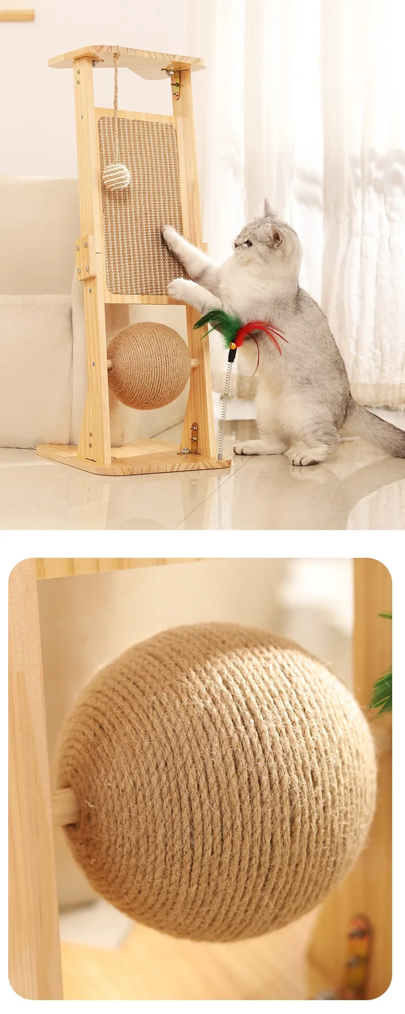 Detalle del sisal resistente del rascador
