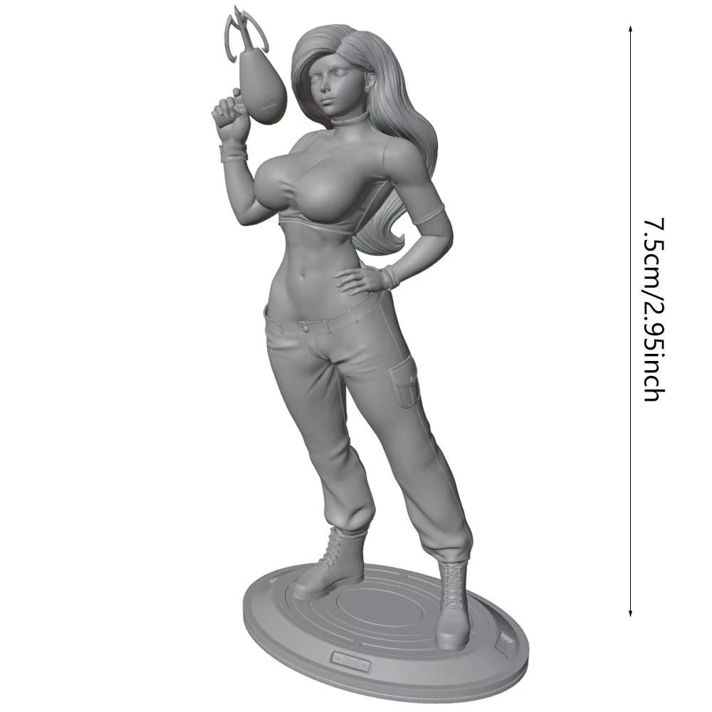 Detalle de la figura de 75 mm de resina sin pintar