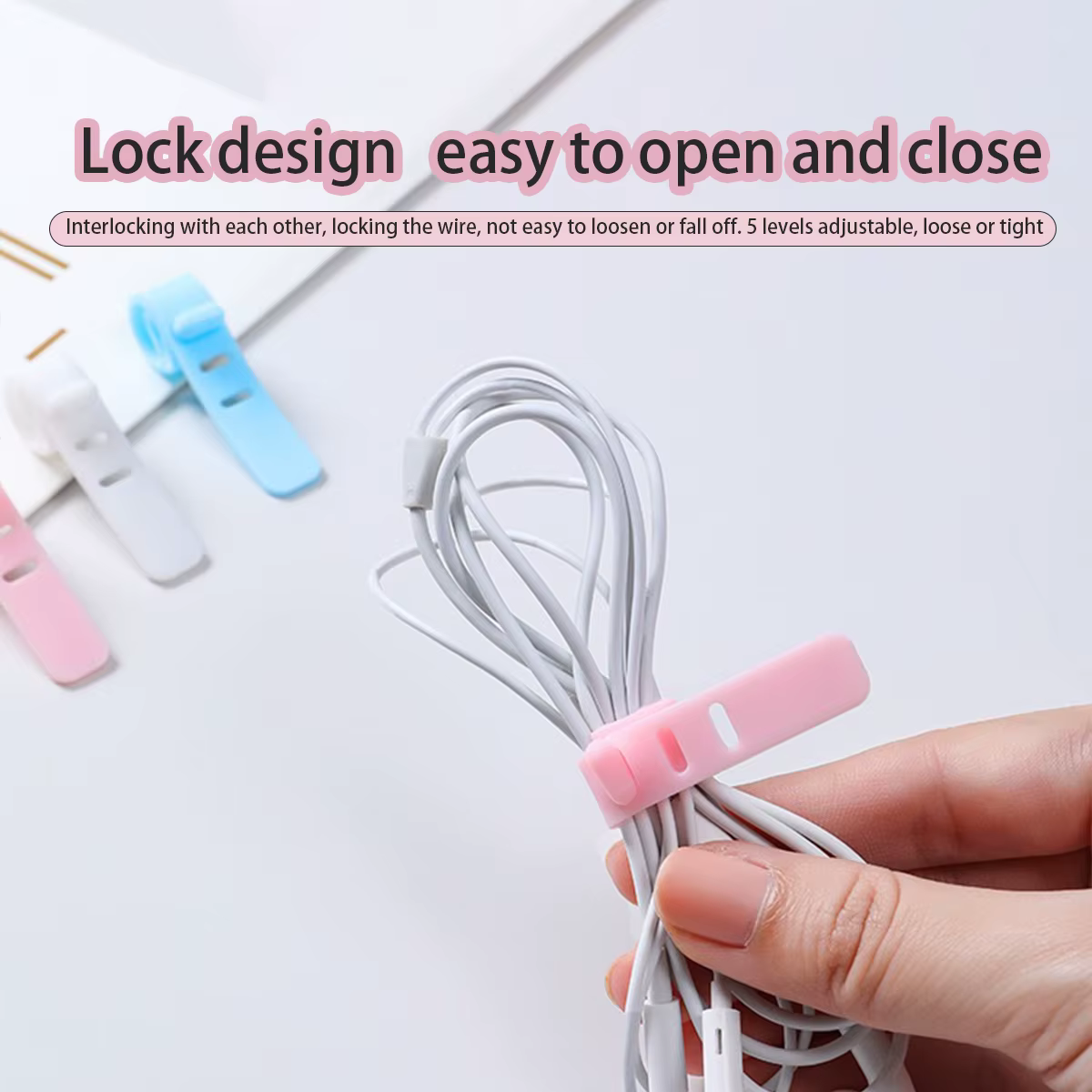 Ataduras de silicona reutilizables para organizar cables de carga y oficina - imagen 4