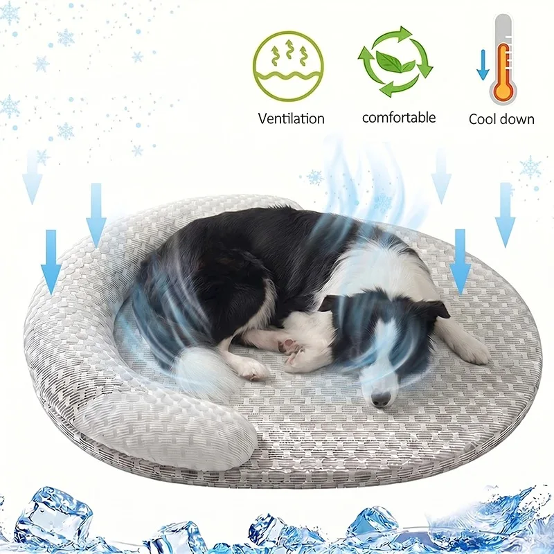 Cama refrescante de verano para gatos y perros, cueva grande sofá - imagen 2