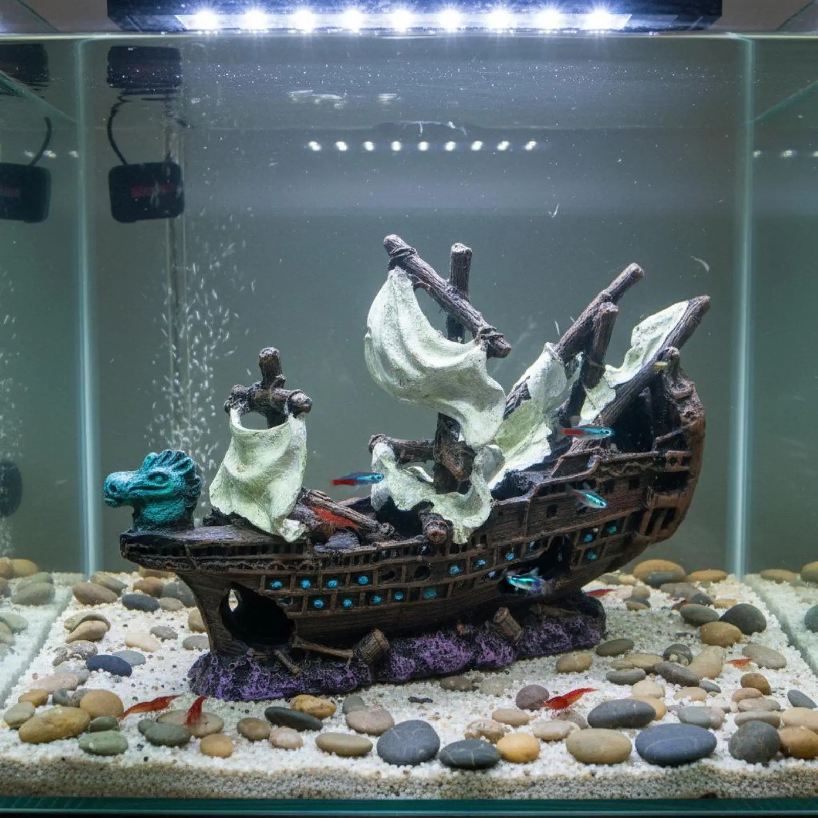 Decoración acuario resina barco hundido – Adorno marino - imagen 3